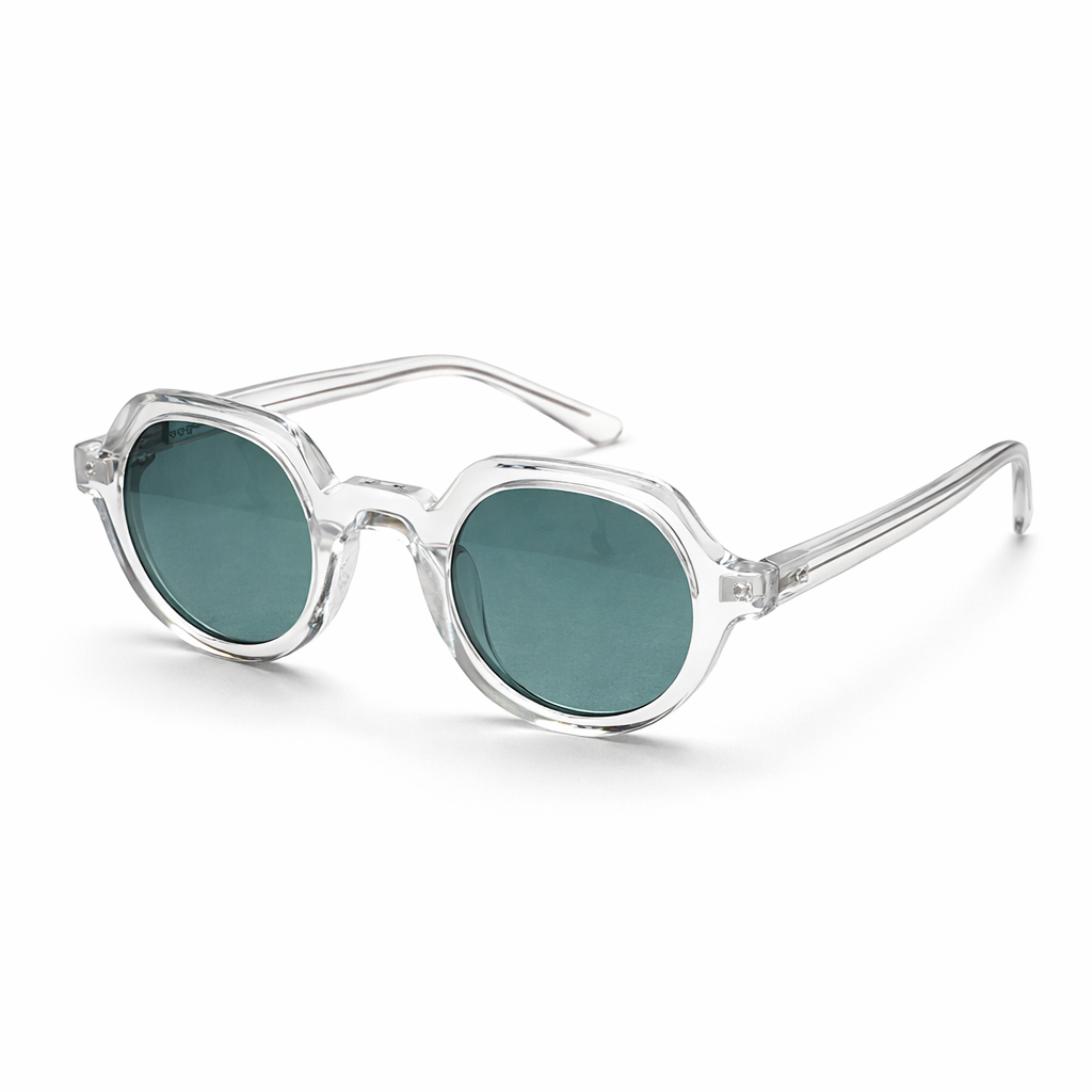 Crystal Acetate Frame with Hand-Tinted CR-39 Green Gradient Lenses