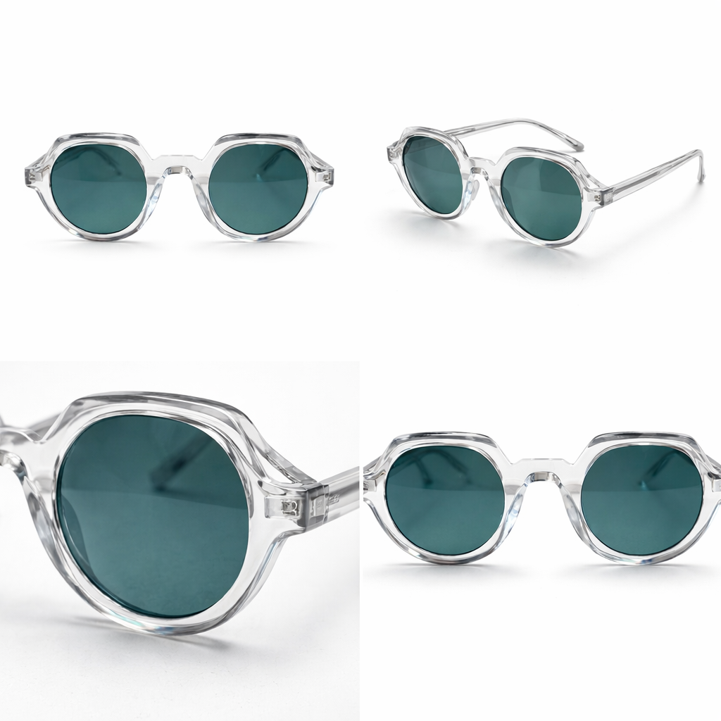 Crystal Acetate Frame with Hand-Tinted CR-39 Green Gradient Lenses