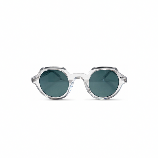 Crystal Acetate Frame with Hand-Tinted CR-39 Green Gradient Lenses