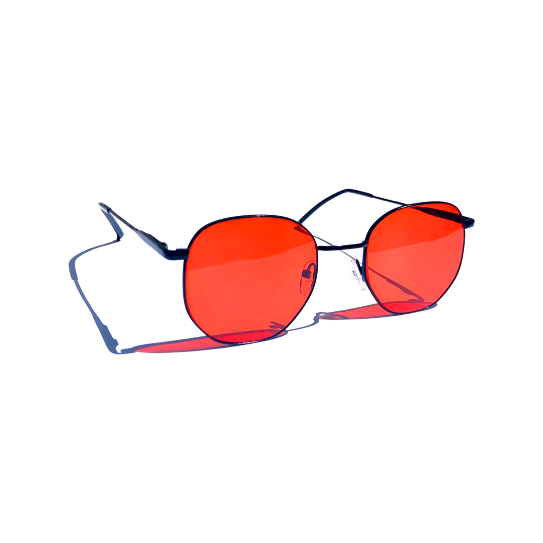 Lentes Rojos Hexagonales para Mujer y Hombre