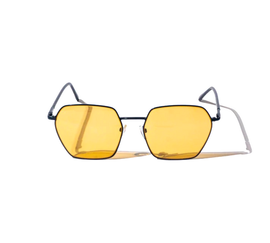 Lentes de sol Hexagonal Color ámbar con negro